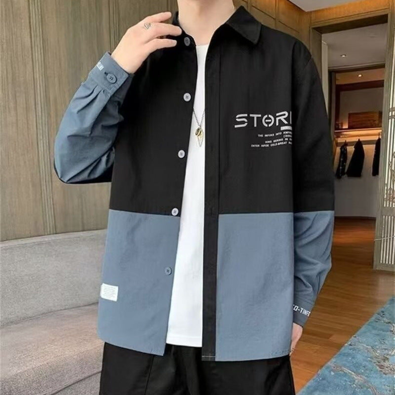 Herren modische Hemdjacke mit Farbblockdesign Drune