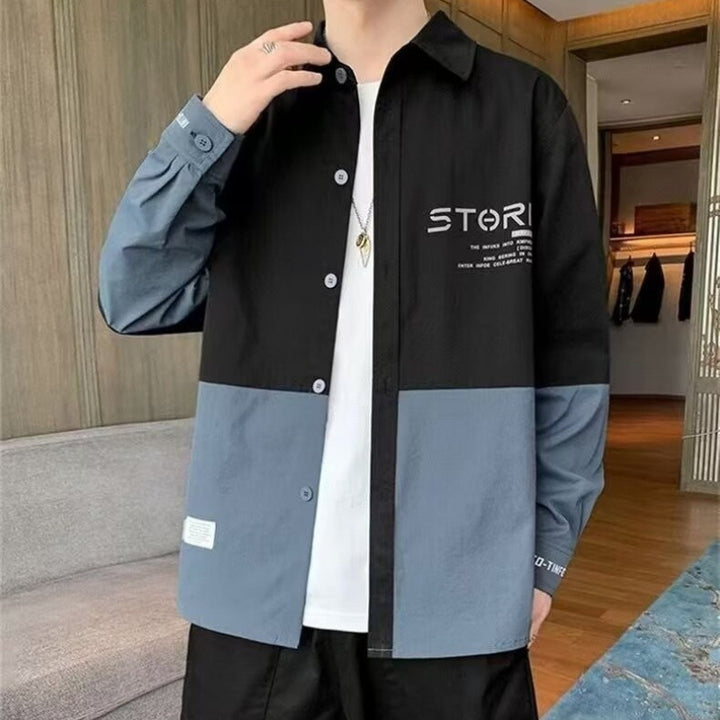 Herren modische Hemdjacke mit Farbblockdesign Drune