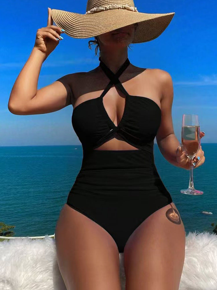 Damen Hoch geschnittener Monokini mit raffiniertem Kreuz-Design Drune
