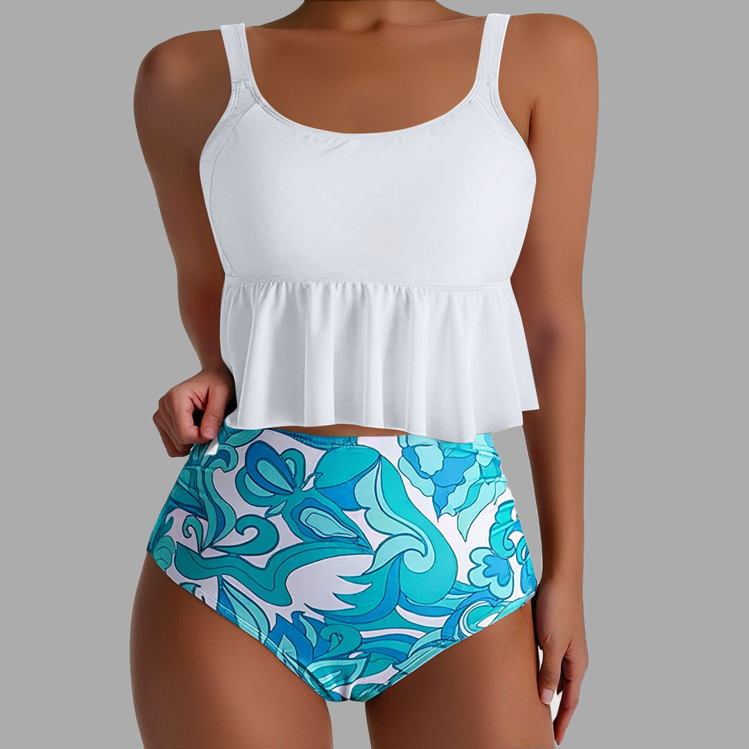 Damen Tankini-Set mit floralen Akzenten und Rüschen Drune