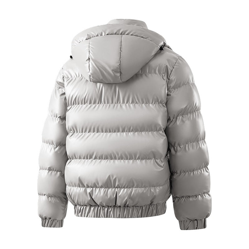 Herren Glänzende wattierte Pufferjacke mit Kapuze, wasserabweisender Hülle & Stehkragen Drune