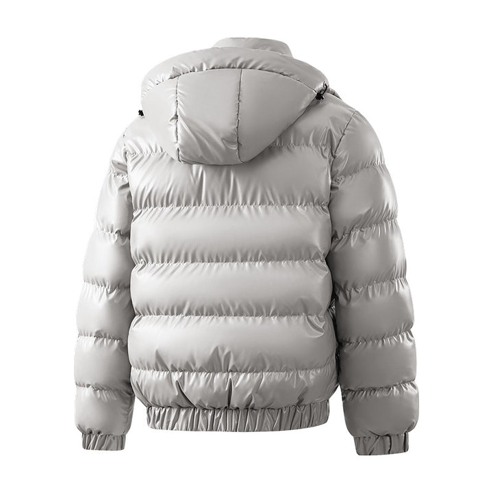 Herren Glänzende wattierte Pufferjacke mit Kapuze, wasserabweisender Hülle & Stehkragen Drune