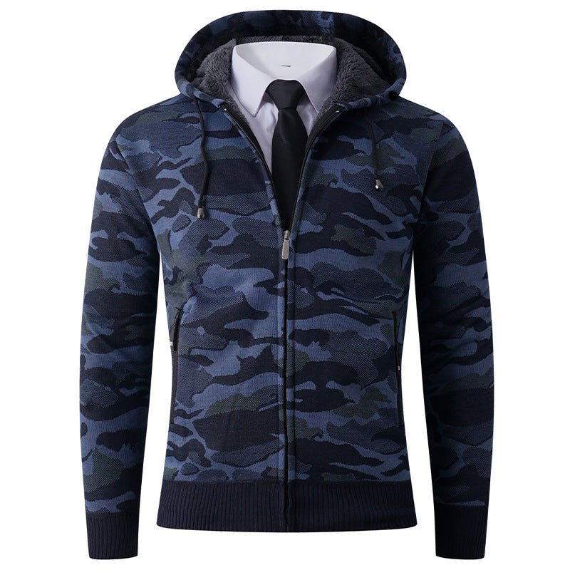 Herren modischer Hoodie mit gefütterter Kapuze und kräftigem Camouflage-Muster Drune