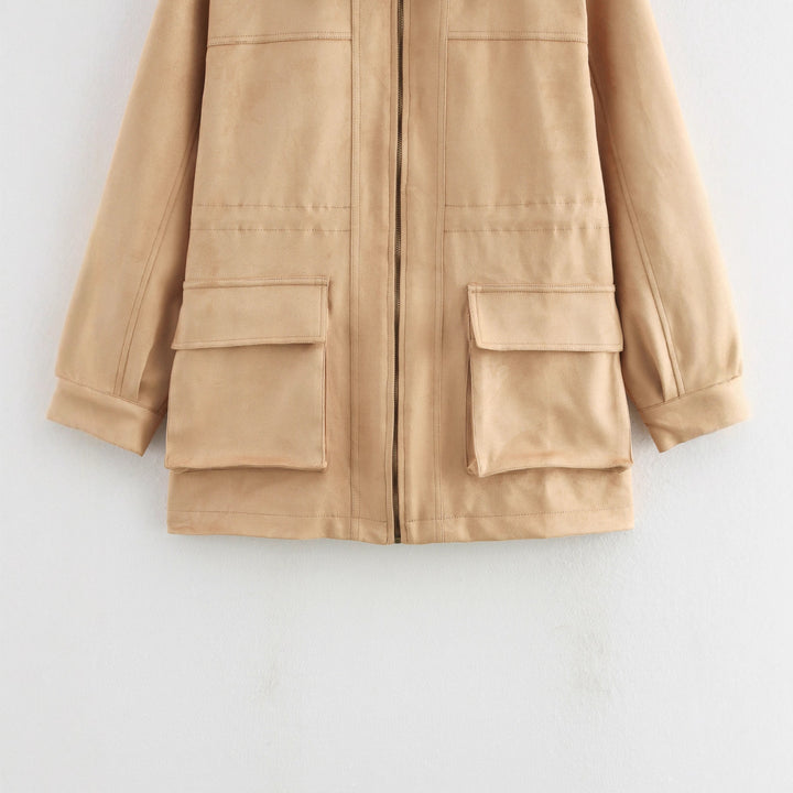 Damen Übergangsjacke mit Lederkragen und praktischen Taschen Drune
