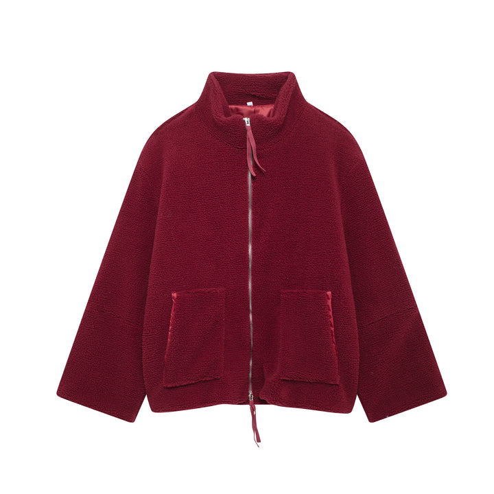 Damen Kuschelige Fleecejacke mit hohe Kragen und praktischen Taschen Drune