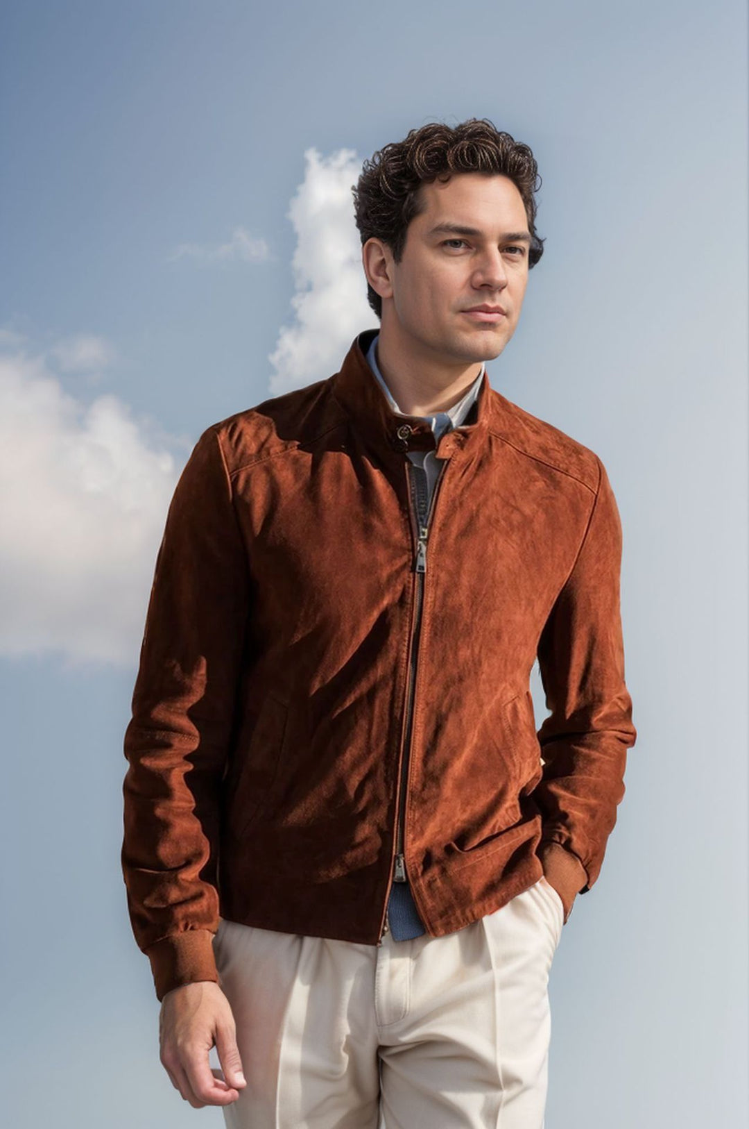 Herren Sportliche Leichte Jacke mit modernem Kragen Drune