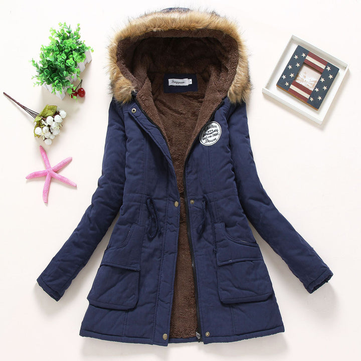 Damen nan hochwärmender Winterparka mit Teddy-Innenfutter, Tunnelzug und Kunstfellbesatz Drune