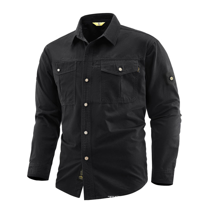 Herren Canvas-Overshirt im Field‑Style mit Brustklappen und durchgehender Knopfleiste Drune