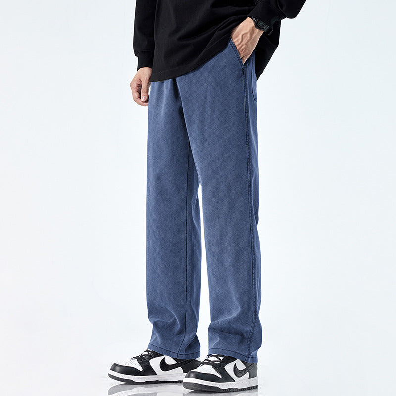Herren Locker geschnittene Jeanshose mit Vintage-Waschung und geradem Bein Drune