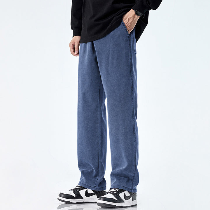 Herren Locker geschnittene Jeanshose mit Vintage-Waschung und geradem Bein Drune