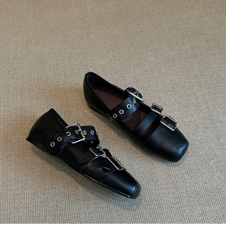 Damen Ballerinas mit modischem Schnallen-Design und bequemer Sohle Drune
