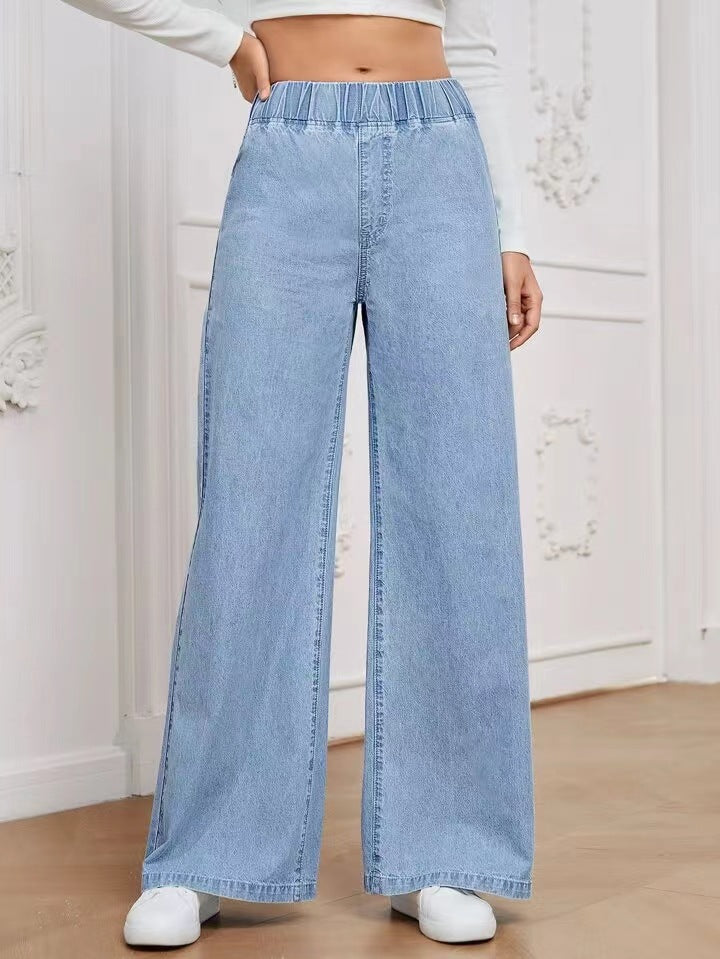 Damen Weite Denim-Hose mit elastischem Bund und lässigem Schnitt Drune