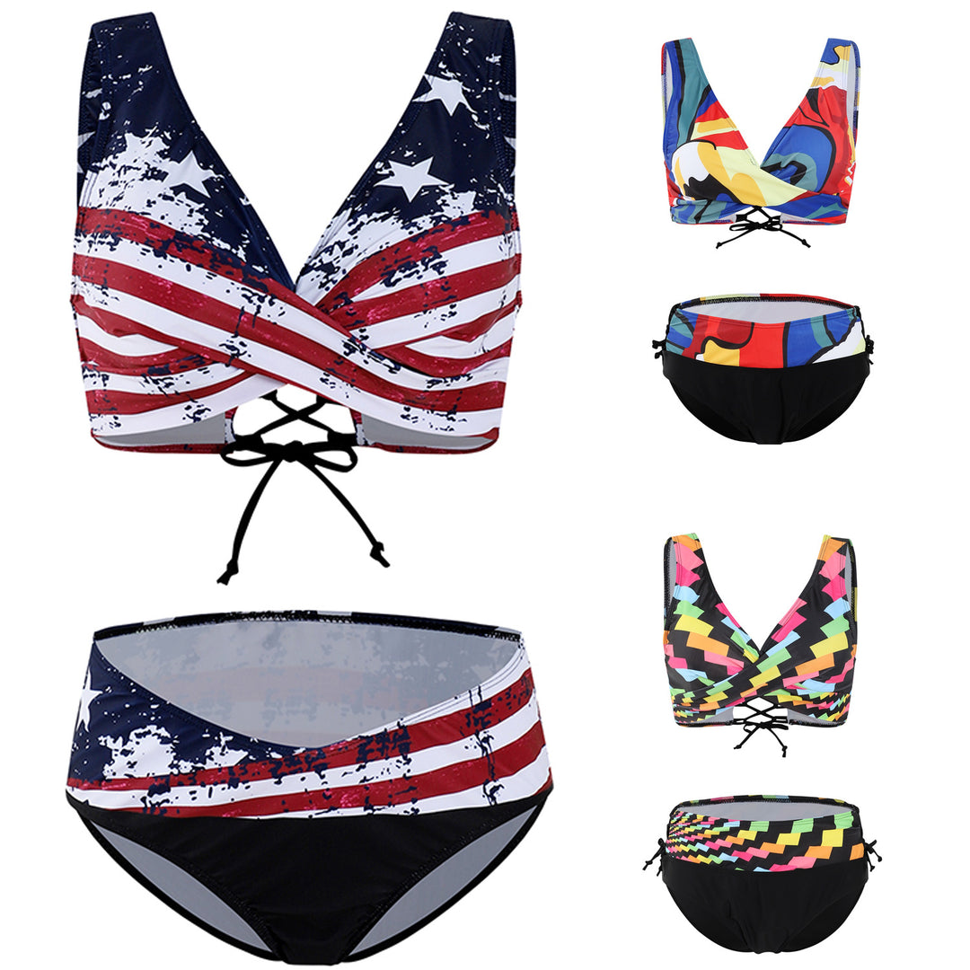 Damen Sportlicher Bikinis mit modischem Wickeldesign Drune