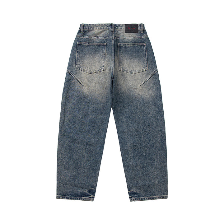 Damen Locker geschnittene Vintage-Denim-Jeans mit ausgefransten Details und verkürztem Bein Drune