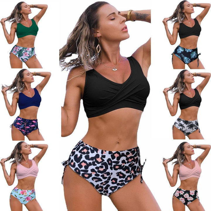 Damen Tankini-Set mit floralem Unterteil und lässigem Wickeloberteil Drune