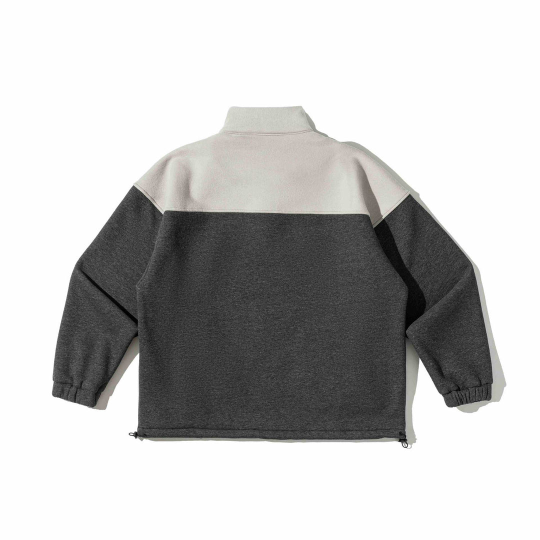Unisex Halbzip-Sweatshirt im Oversize-Boxy-Schnitt mit hohem Stehkragen und Kängurutasche Drune