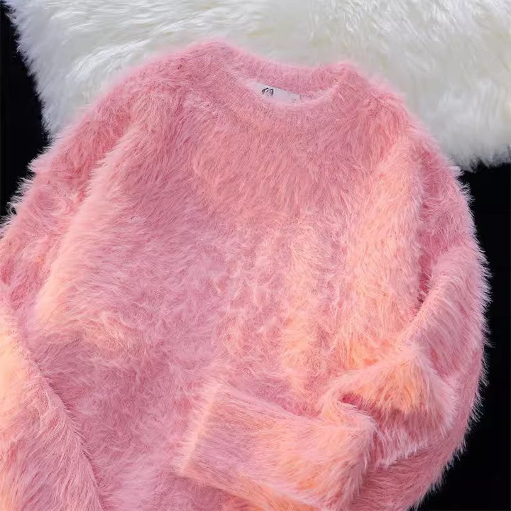 Damen Flauschiger Rundhalspullover Drune