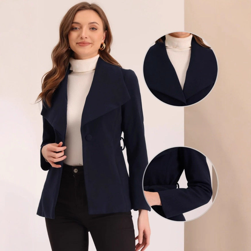 Damen modische Übergangsjacke mit asymmetrischem Revers Drune