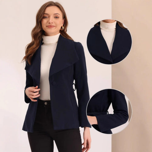 Damen modische Übergangsjacke mit asymmetrischem Revers Drune