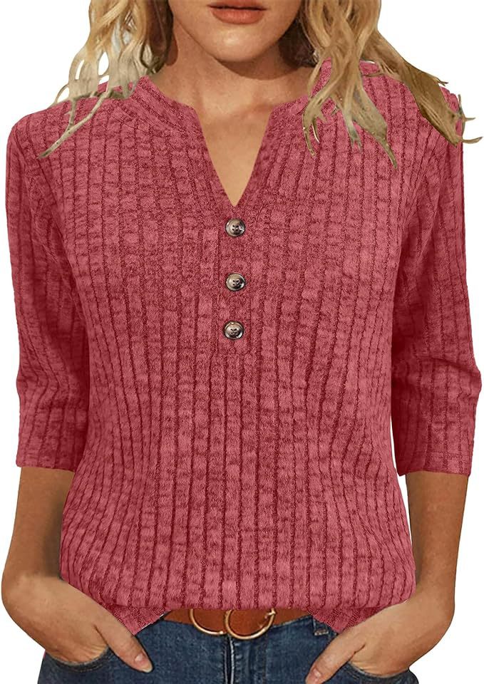 Damen Strickpullover mit dekorativem Knopfverschluss und modernem Rippenmuster Drune