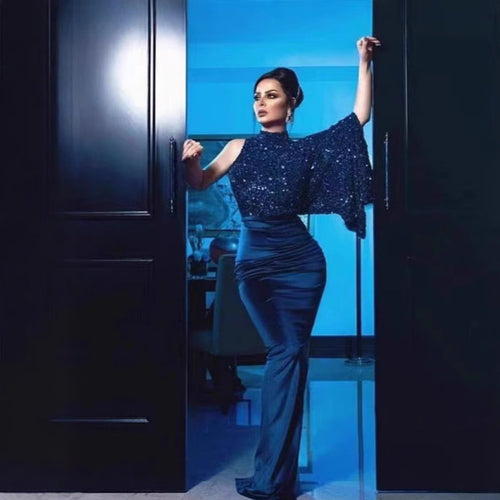 Damen Glamouröses Abendkleid mit funkelndem Oberteil und elegantem Schimmer Drune