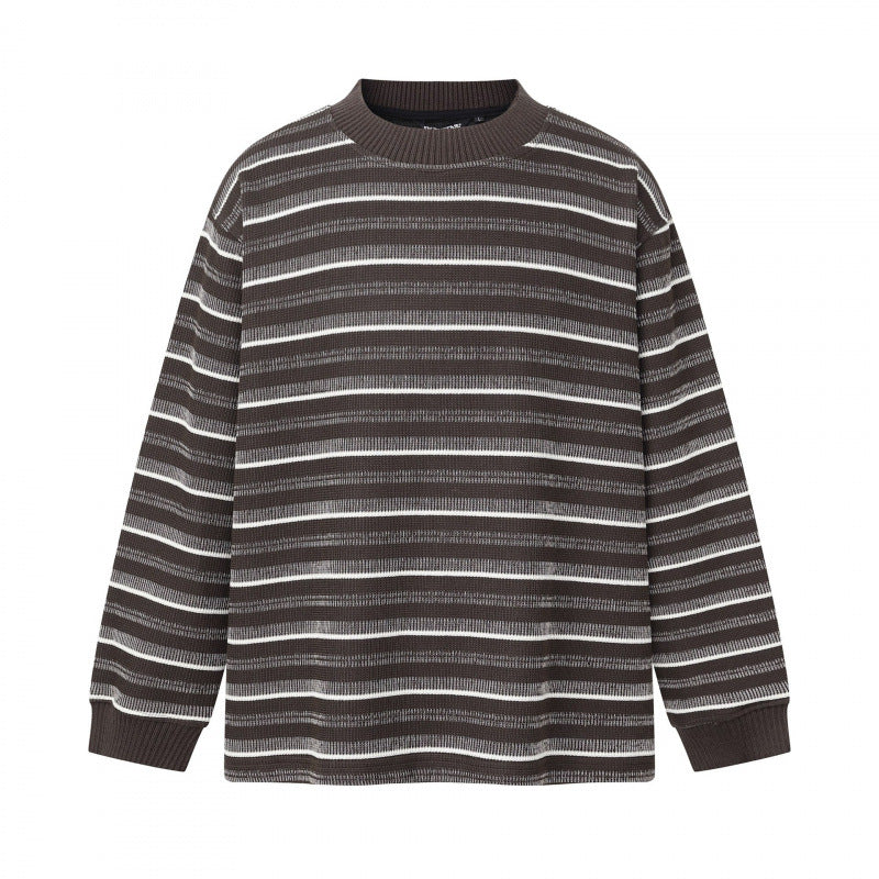 Unisex Feinstrickpullover im Boxy-Schnitt mit Rundhals und maritimen Streifen Drune