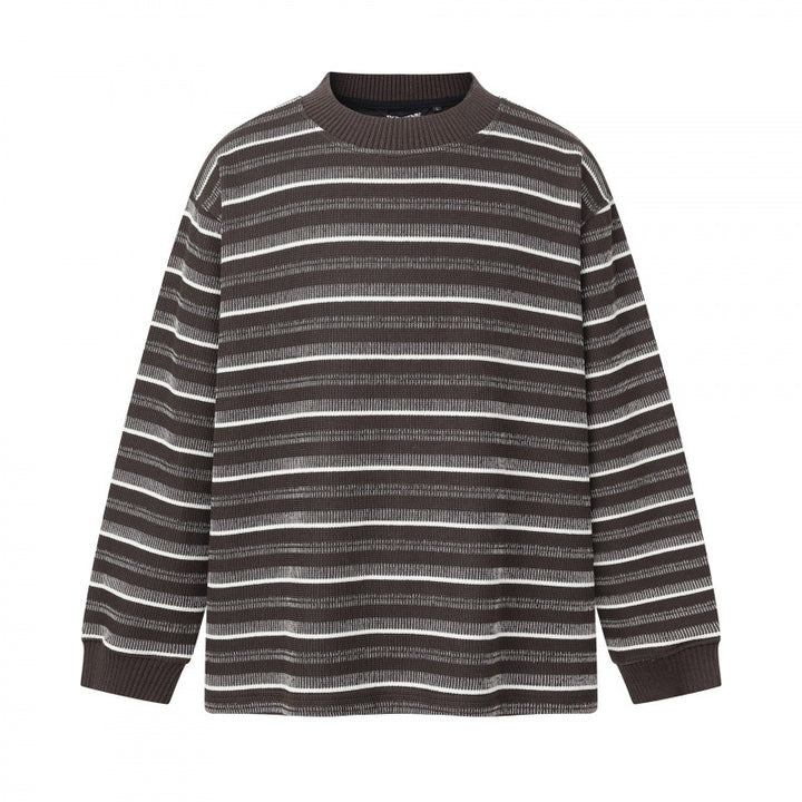 Unisex Feinstrickpullover im Boxy-Schnitt mit Rundhals und maritimen Streifen Drune