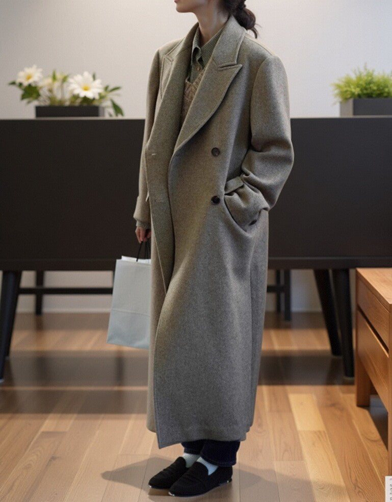 Damen Elegante und moderne Wool Trenchcoat Drune
