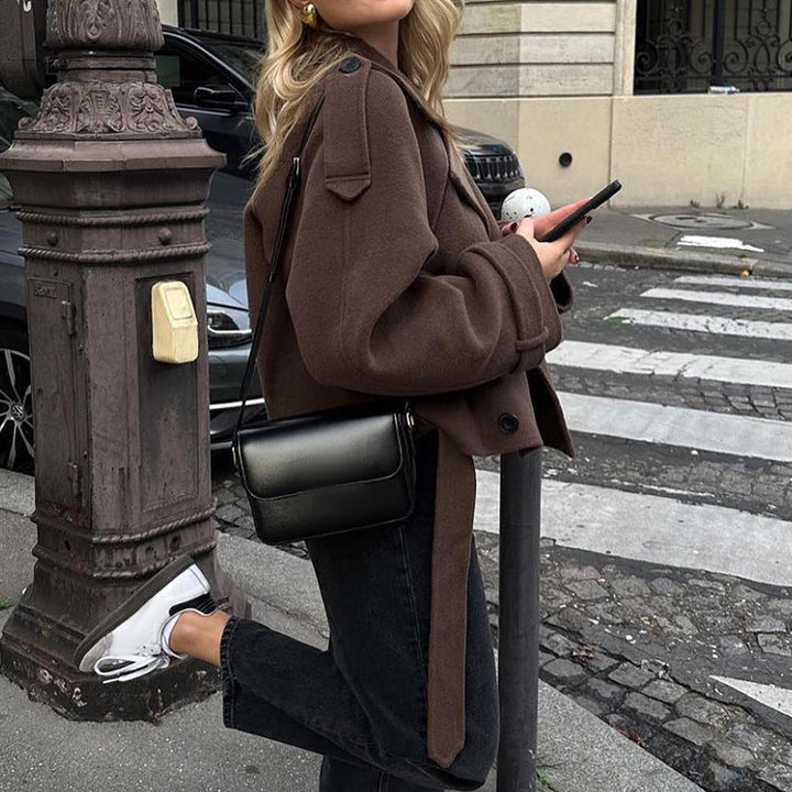 Damen stylische, taillierte Kurzmantel Drune