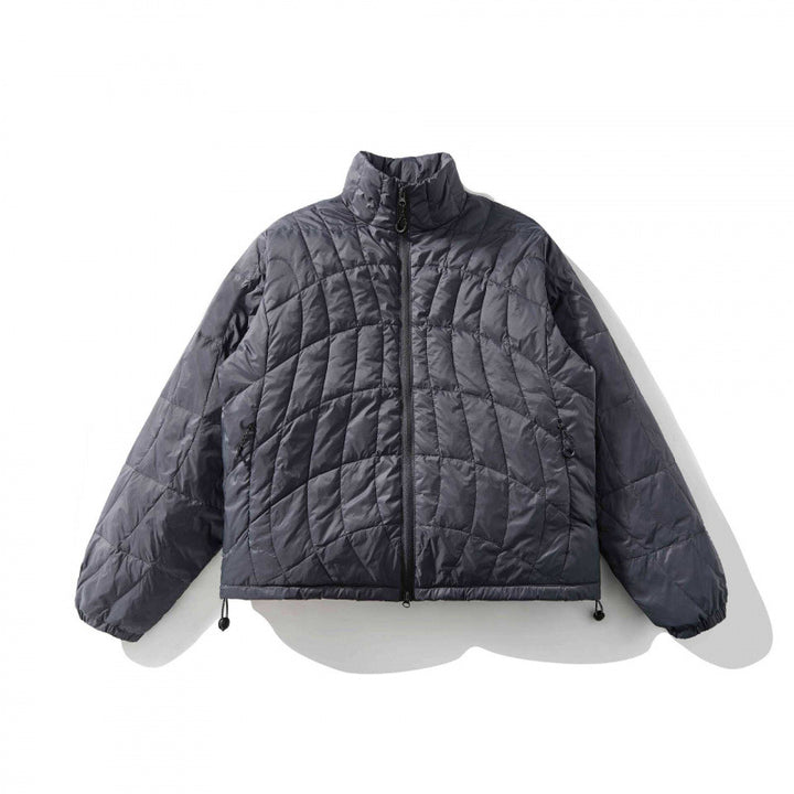 Unisex Ultraleichte gesteppte Kurzjacke mit geometrischer Steppung, Stehkragen und Tunnelzugsaum Drune