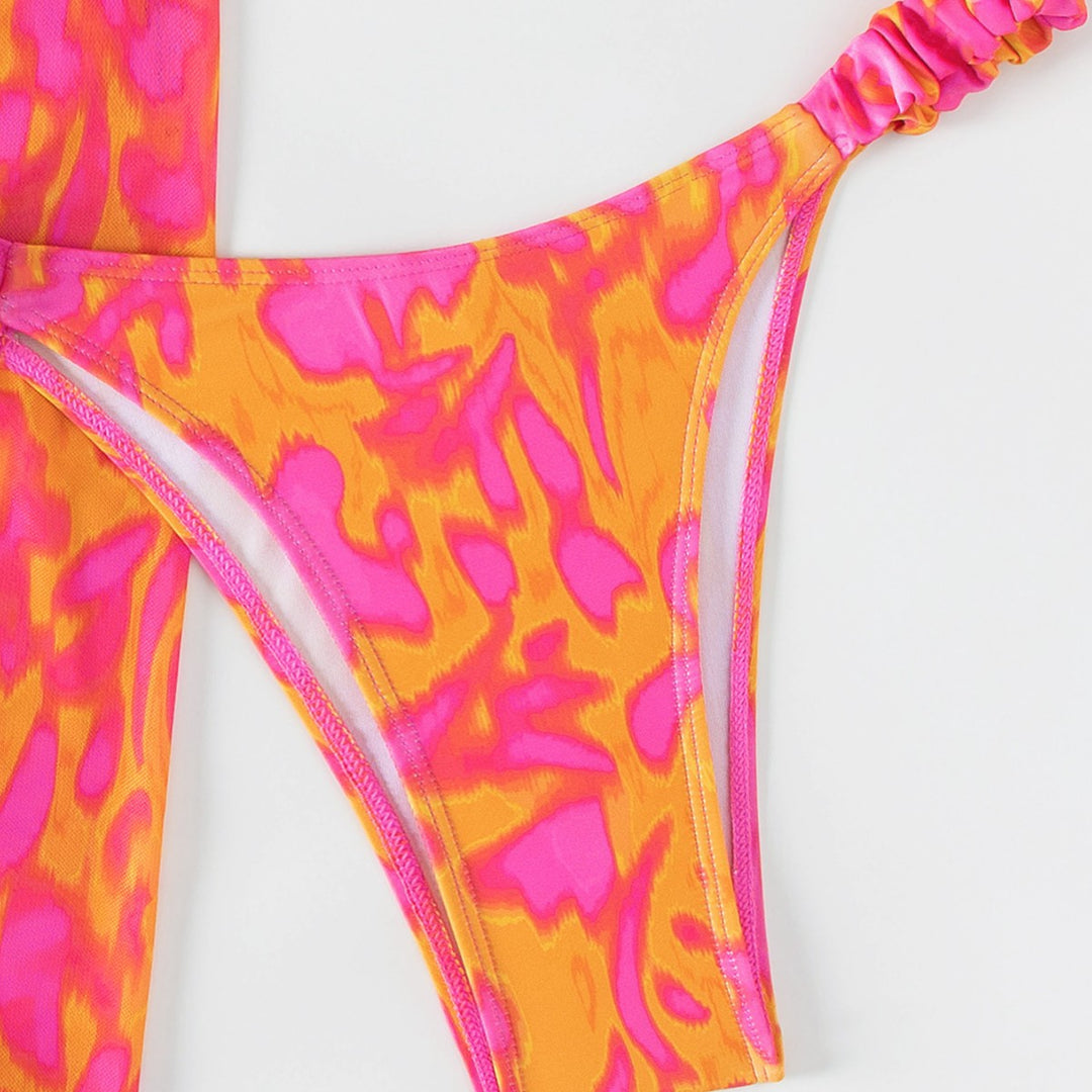 Damen Triangel-Bikini-Set mit Rüschendetails und trendiger Wickel-Tunika Drune