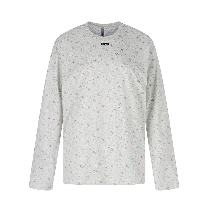 Damen Langarmshirt mit zartem Blumenprint und Rundhalsausschnitt Drune