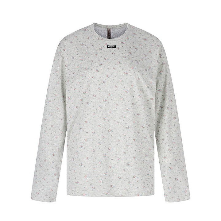 Damen Langarmshirt mit zartem Blumenprint und Rundhalsausschnitt Drune