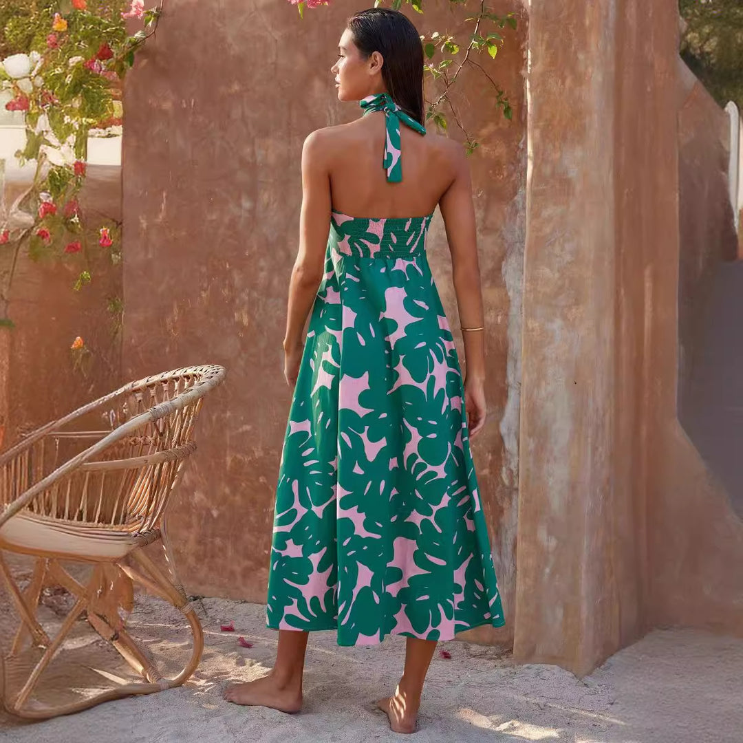Damen Maxikleid mit trägerloser Rundum-Stretch-Ausschnittführung und floralem Druck Drune