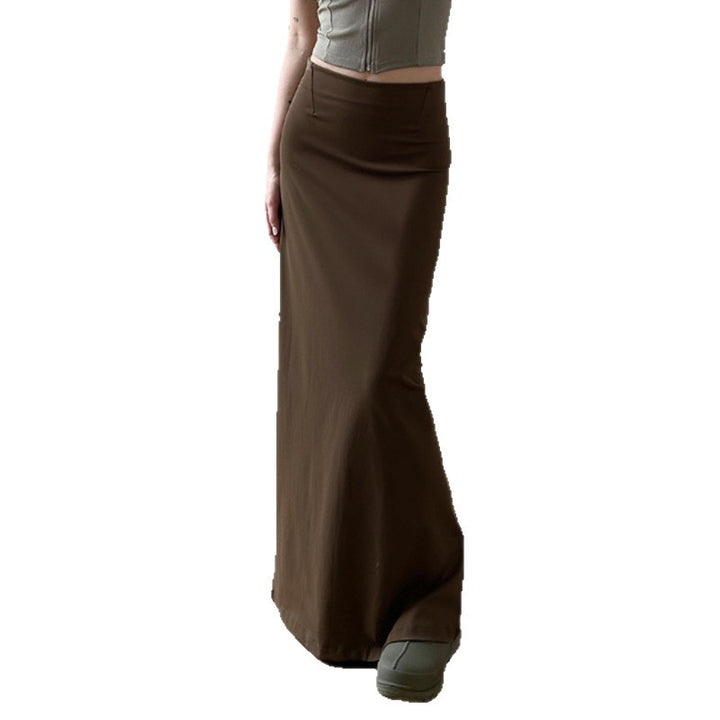 Damen Langer Maxirock mit Frontschlitz, elastischem Bund und Eingrifftaschen Drune