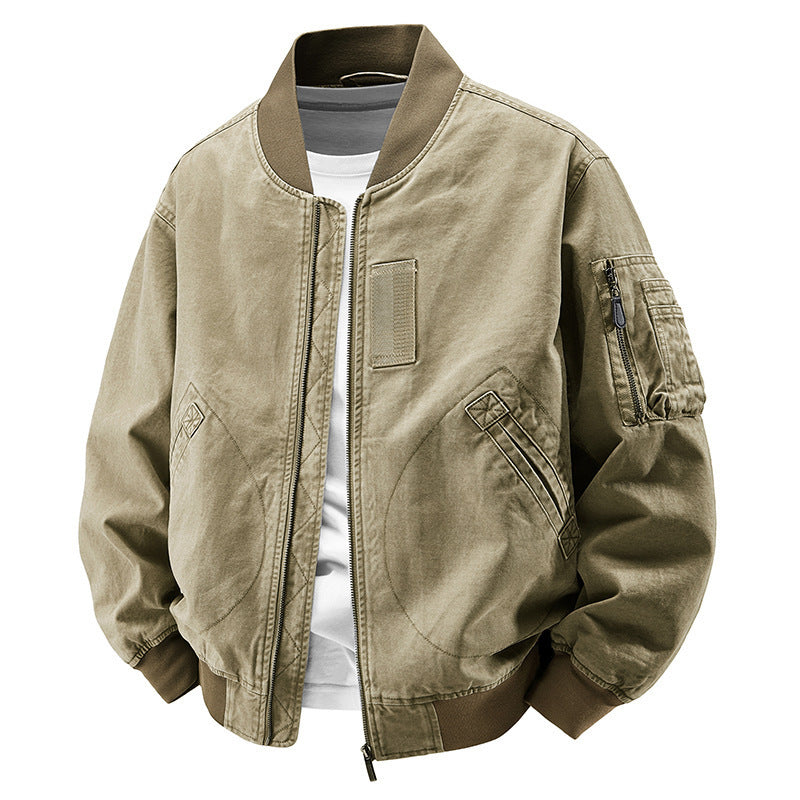 Herren Modische Bomberjacke mit Seitentaschen Drune