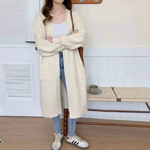 Damen Kuschelige Strickjacke mit Kabelmuster Drune