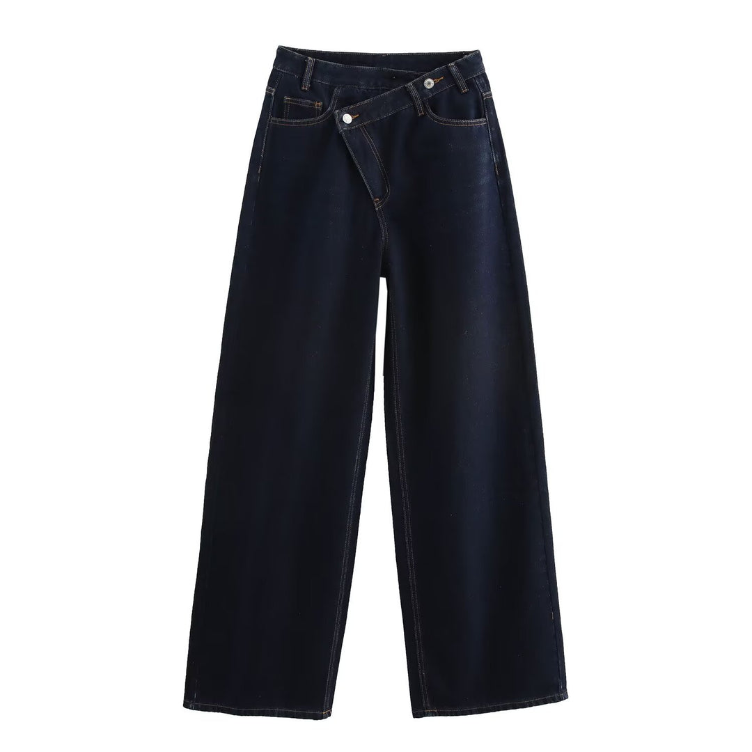 Damen weit geschnittene Jeans im modernen Design mit asymmetrischem Schnitt Drune