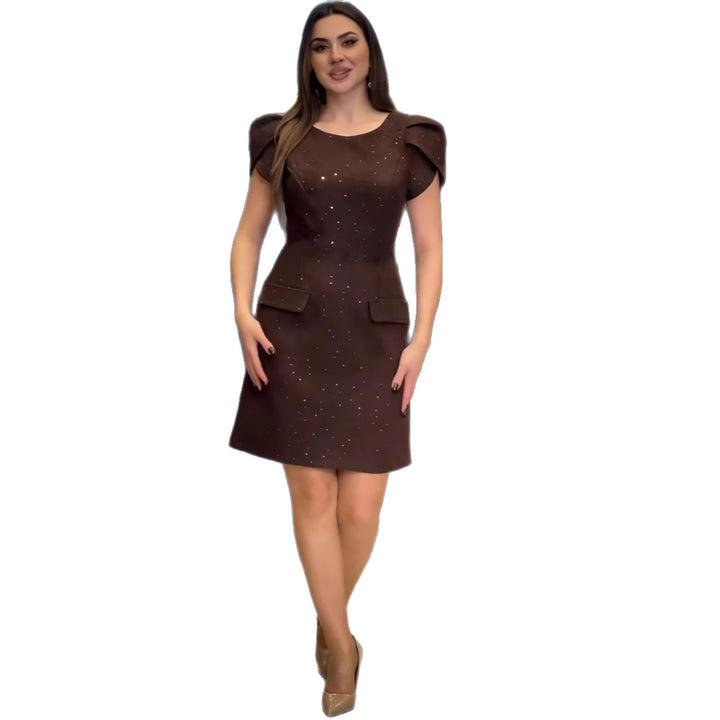 Damen Elegantes Kleid mit funkelnden Akzenten und taillierten Taschen Drune