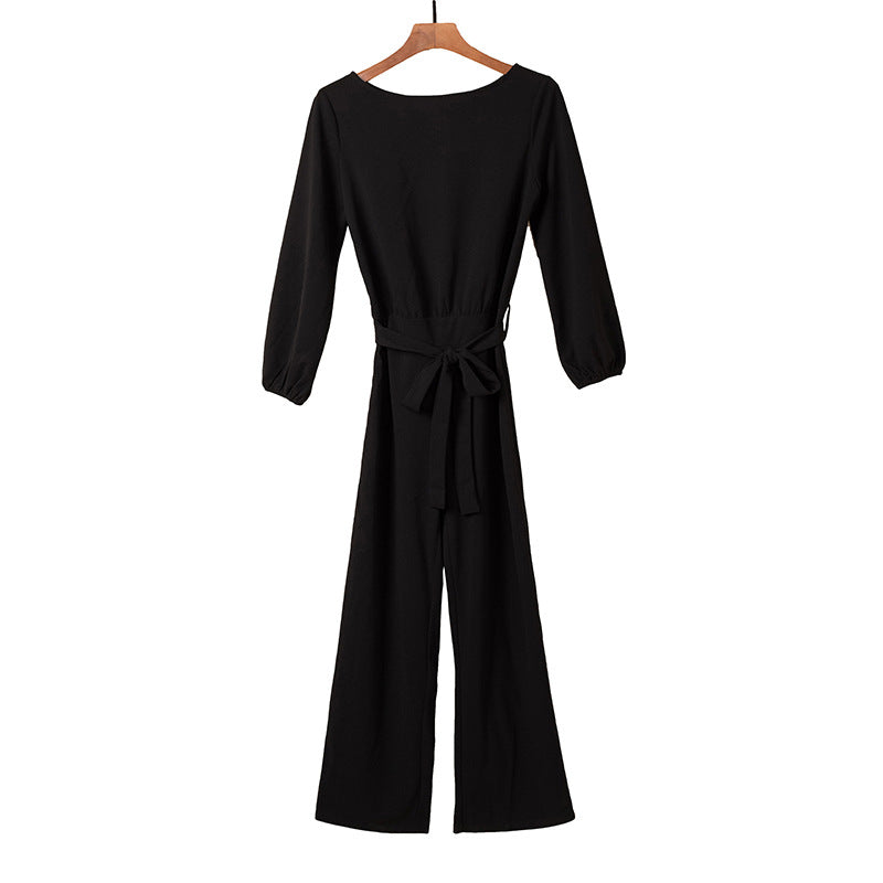 Damen eleganter Jumpsuit mit eleganten Ärmeln und tailliertem Schnitt Drune