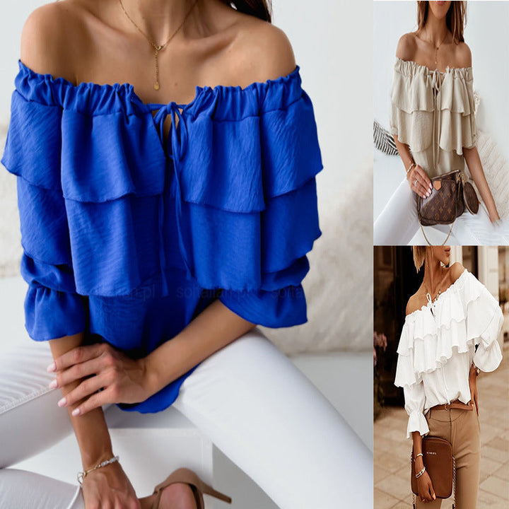 Damen Off-Shoulder Bluse mit Rüschendesign Drune