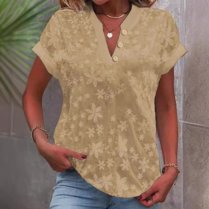 Damen Bluse mit femininem Blumenstick-Muster Drune