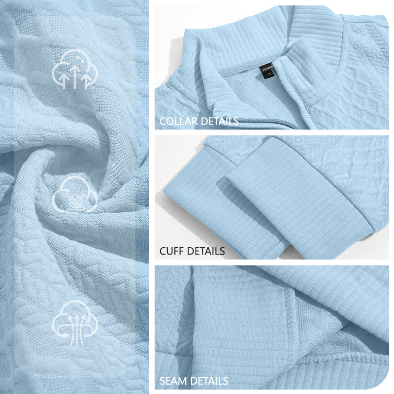 Herren Strickpullover mit halbem Reißverschluss und strukturierter Zopfoptik Drune