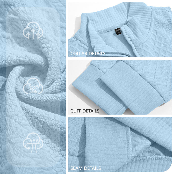 Herren Strickpullover mit halbem Reißverschluss und strukturierter Zopfoptik Drune