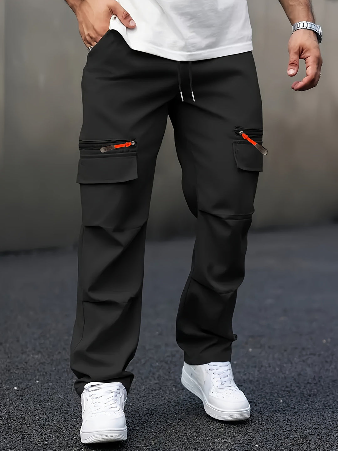 Herren Multifunktionale Cargo-Hose mit seitlichen Reißverschlüssen
