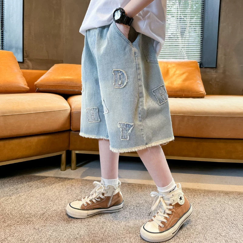 Unisex stylische Denim-Shorts mit einzigartiger Aufschrift Drune