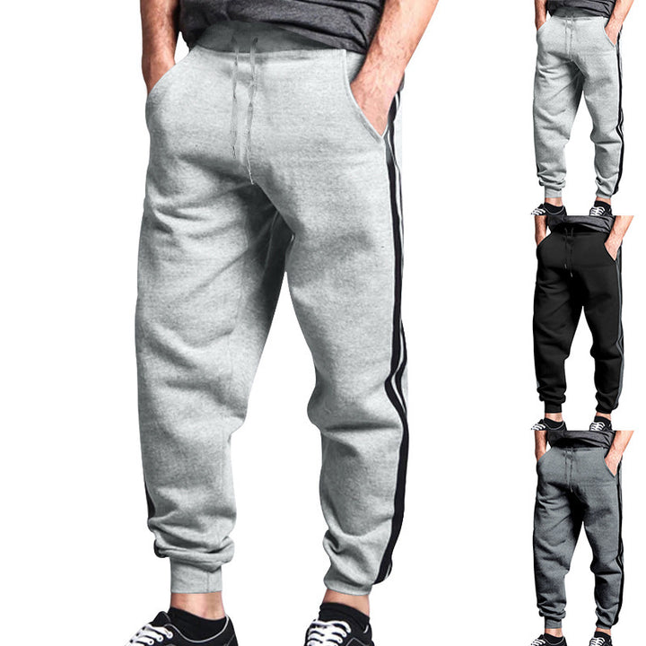 Herren sportliche Jogginghose mit seitlichen Kontraststreifen und elastischem Bund Drune
