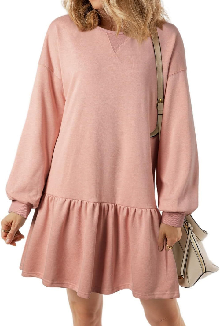 Damen Pulloverkleid mit Volant-Saum und lässigem Schnitt Drune