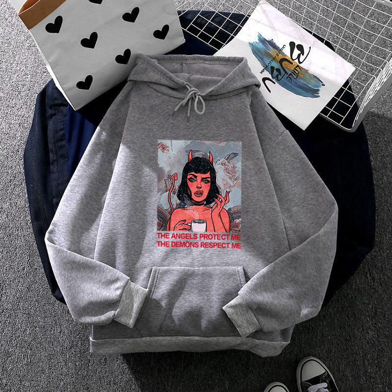 Damen Hoodie mit kreativem Grafikdruck Drune