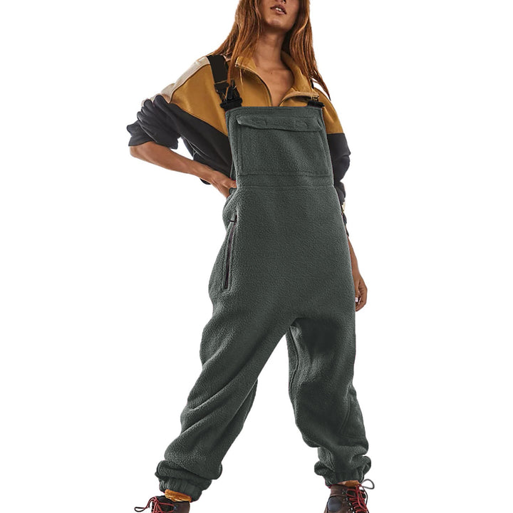 Damen Lässige Fleece-Latzhose mit seitlichen Taschen Drune